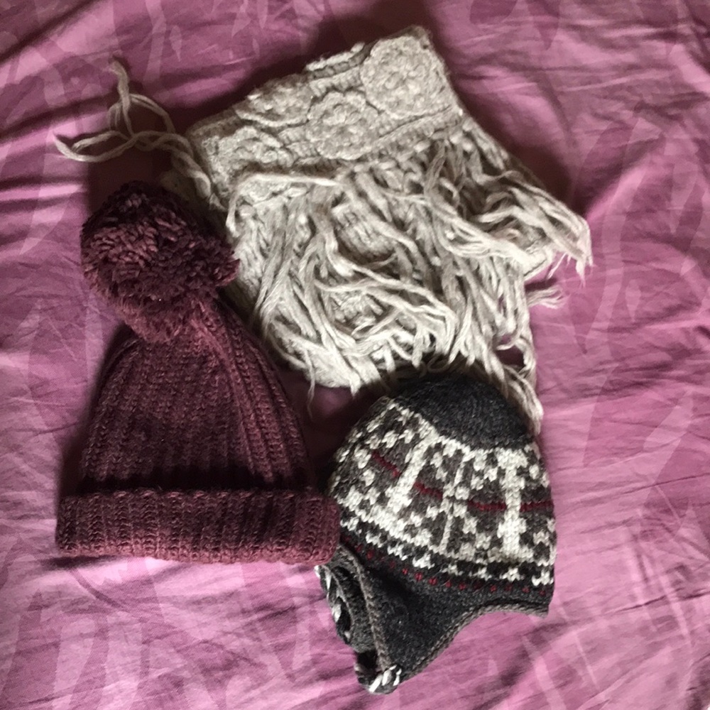 Winter hats and long wool scarf!